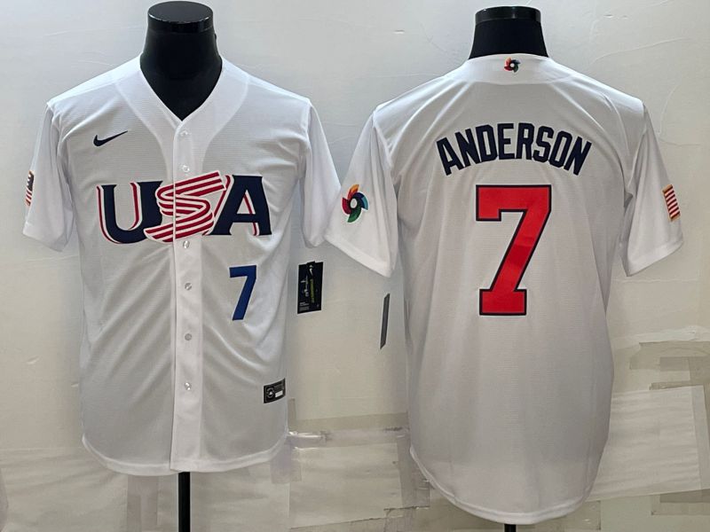 Men 2023 World Cub USA #7 Anderson White Nike MLB Jersey1